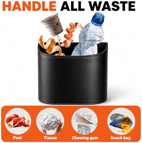 Leather Car Trash Can, Leakproof Car Garbage Can, Secure Hook & 60 Liners - Image 5