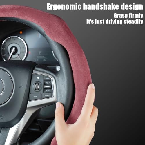 Mandark 15 Inch Car Steering Wheel Cover, Wine Red - Image 4