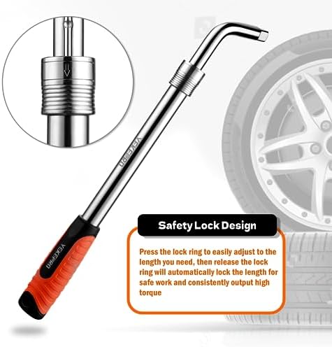 Extendable Lug Wrench with Flip Sockets, 4-in-1 Tire Tool Set - Image 4