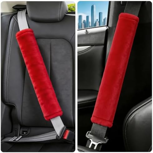 Amooca 19.7in Extra Long Furry Universal Car Seatbelt Cover Shoulder Pad - Image 6