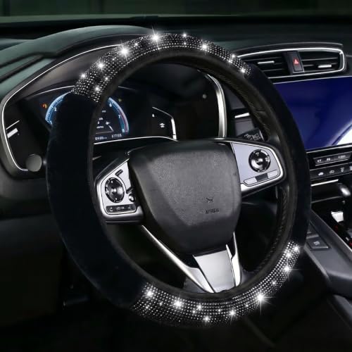 Black Bling Steering Wheel Cover Fluffy Rhinestone by Muamos