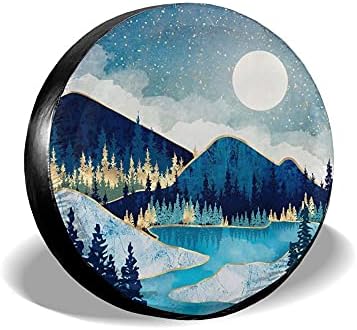 Blue Gold Spare Tire Cover Mountain Tree Star Wheel Cover 16 Inch by Unknown