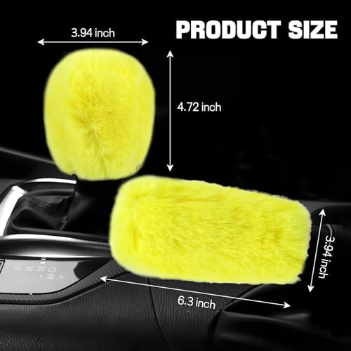 Hovom 2PCS Fluffy Car Gear Shift Knob Cover & Handbrake Cover - Image 2