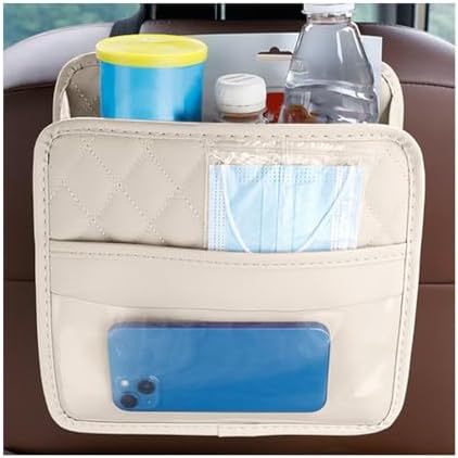 Car Seat Back Organizer, Leather Multipurpose Collapsible Vehicle Backseat by Ywdiml