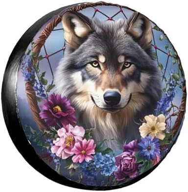Gray Wolf Dreamcatcher Spare Tire Cover by TZBVTAU