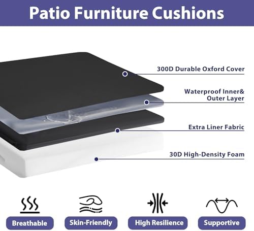 IPYNBAP Outdoor Chair Cushions Set of 4 -Waterproof Outdoor Seat Cushions - Image 2