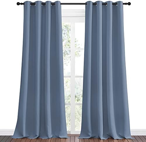 NICETOWN Room Darkening Curtain Panels, 2 Panels, 55 x 108-inch, Stone Blue - Image 2