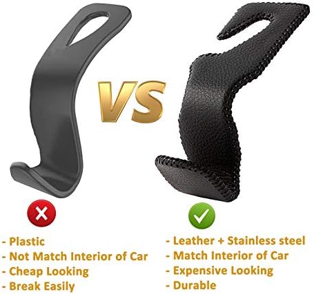 AMVOYOA Headrest Hooks for Car, Back Seat Organizer Gray Leather Hanger Holder - Image 5