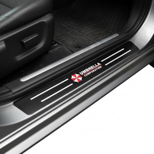 Car Door Sill Guards Front & Rear Car Door Threshold Protector Carbon Fiber & - Image 3