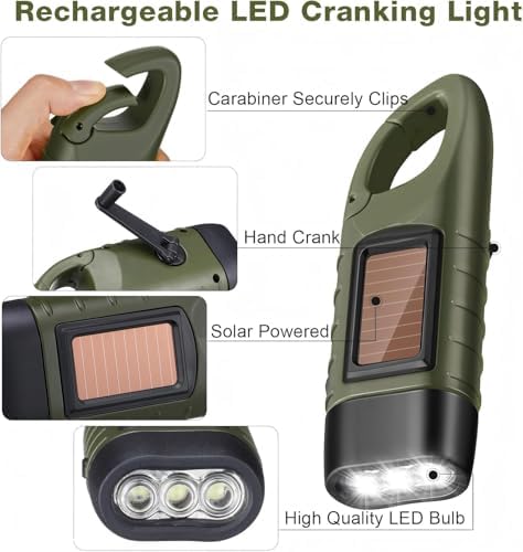 Mudder 4 Pack Hand Crank Solar Flashlight LED Emergency - Image 3