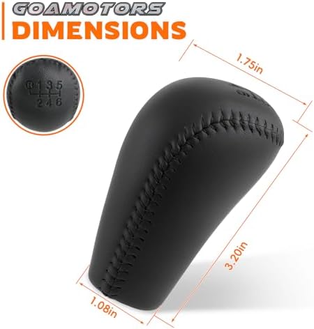 GoaMotors 6 Speed Leather Manual Gear Shift Knob - Image 2