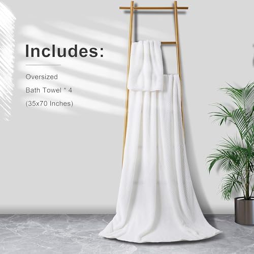 Smuge Bath Towel Set, 4-Piece 35x70 Inches, Extra Large Microfiber Bath Towels - Image 5
