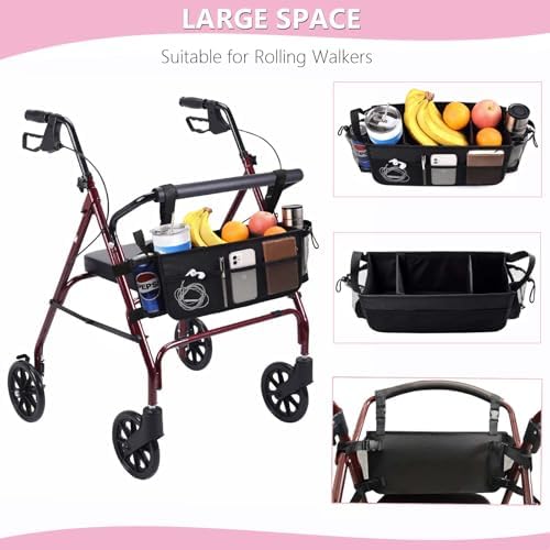 Upgraded Rollator Basket Foldable Rollator Walker Storage Bag - Image 2