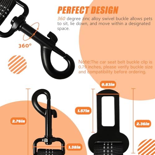 IBWell Dog Seat Belt, 3 Piece Set Retractable Dog Car Harness Adjustable Dog - Image 5
