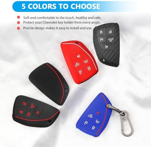 QBUC 2 Pcs Key Fob Cover for Chevy, 5 Buttons Silicone - Image 6