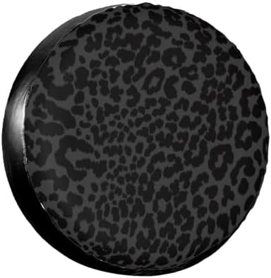 17 Inch Black Leopard Print PVC Leather Spare Tire Cover by FalePrint