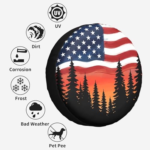 American Flag Forest Sunset Spare Tire Cover - Image 6