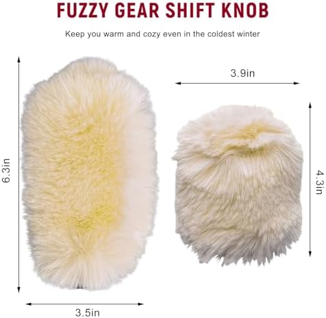 2PCS Fluffy Car Gear Shift Knob Cover & Handbrake Cover, Furry Auto Hand Brake - Image 2