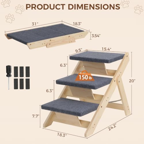 Foldable Pet Stairs with Non-Slip Surface, Portable Dog 3 Steps Ramp - Image 6