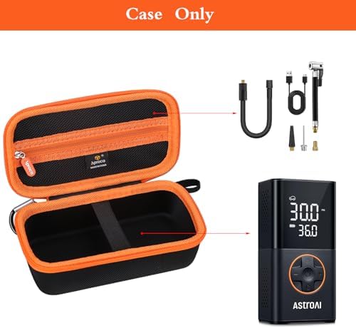 Case for AstroAI L7 L7S Tire Inflator Air Compressor -Black+Orange Zipper - Image 2