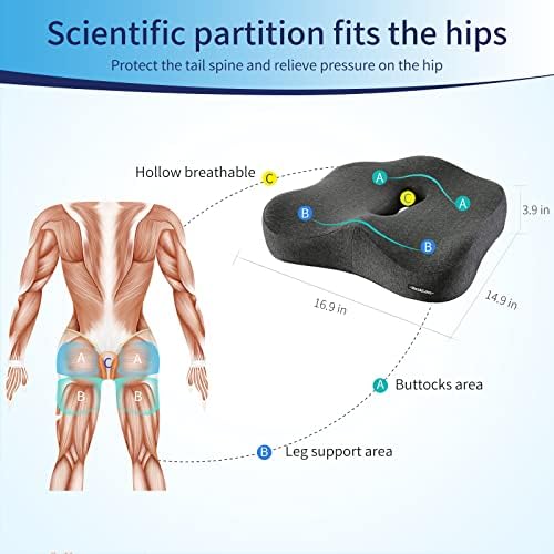Memory Foam Seat Chair Cushion for Relieves Back Sciatica Pain Tailbone Pain - Image 4