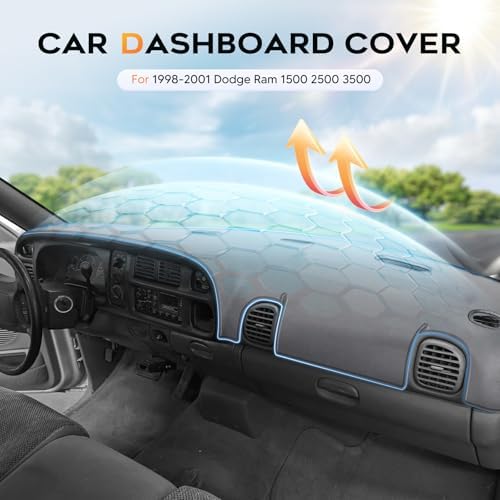 CARTIST Gray Dash Cover for 1998-2001 Dodge Ram Dashboard Cover Mat - Image 3
