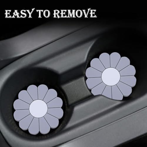 2-Pack Car Cup Holder Coaster Inserts, Daisy Shape, 2.75 Inch Non-Slip Silicone - Image 6