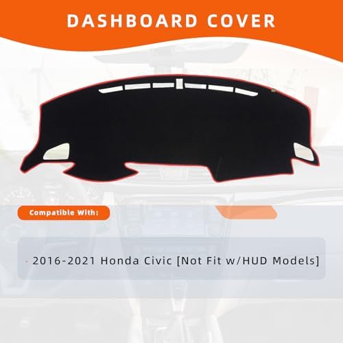 Dashboard Cover Dash Mat Fit for Ho-nda Civic 2021-2016, Car Dash Board Mat - Image 2