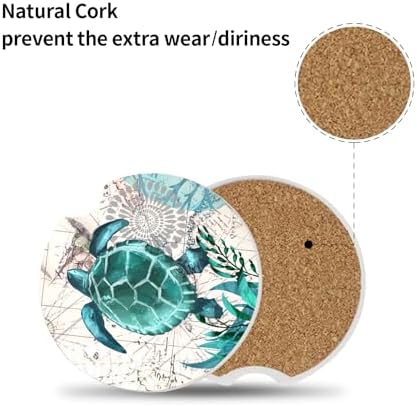 2 Pack Sea Turtles Pattern Absorbent Car Coasters - Image 3