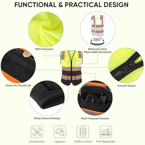 TICONN High Visibility Reflective Safety Vest - Image 2