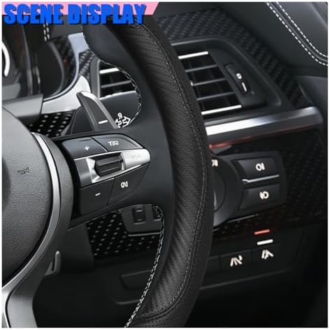 Craedli Carbon Fiber Nappa Leather Car Steering Wheel Cover 14.5-15 Inch - Image 4