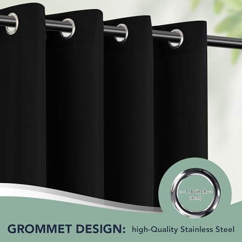 Black Outdoor Curtains for Patio Waterproof, 8 Drape Panels - Image 6