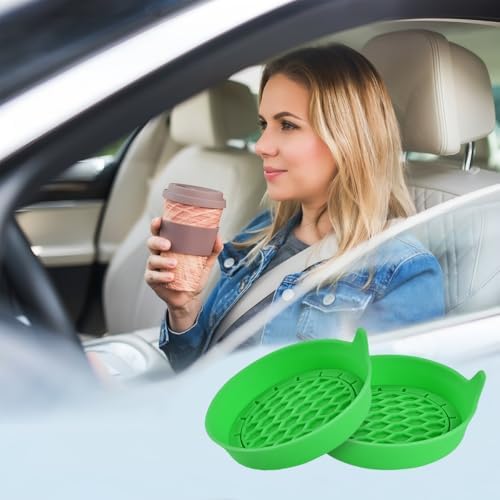 Zpana 4PCS 3.15 Inch Car Cup Holder Coasters Silicone Non-Slip Bright Green - Image 6