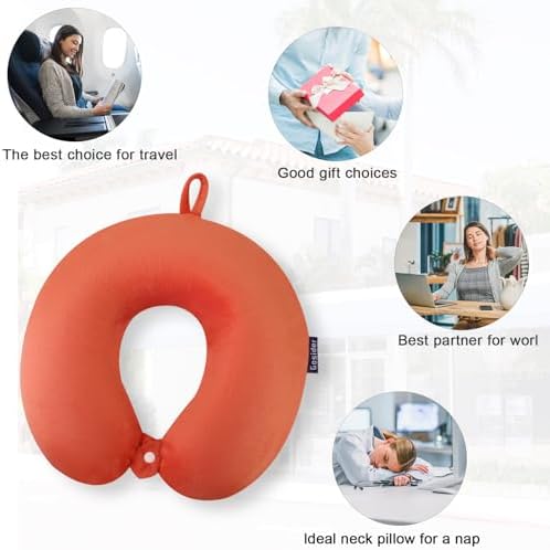 Orange Memory Foam Velvet Travel Neck Pillow - Image 6