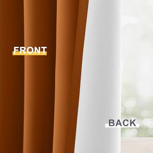 Yakamok Burnt Orange 100% Blackout Curtains 63 Inches Long 50" Wide 2 PCS - Image 6