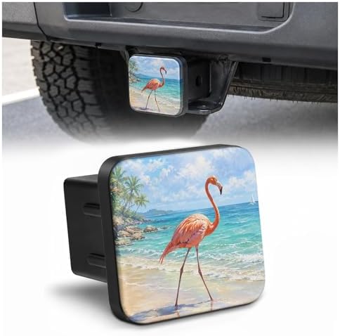 Beach Flamingo Hitch Cover Receiver Tube Hitch Plug, Tool-Free Install Tow by Unknown