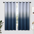 SimpleHome Ombre Gradient Navy Blue White to Gray Curtains Bedroom by SimpleHome