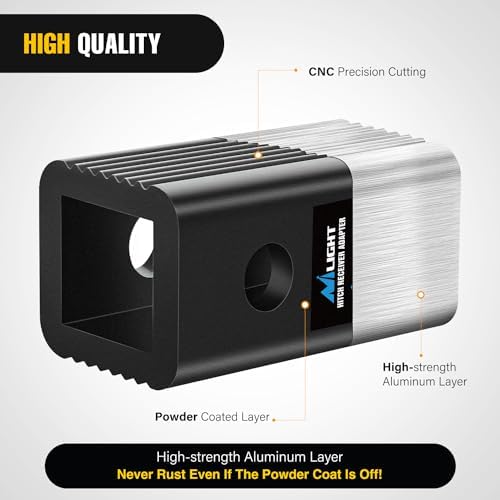 Nilight 2" to 1-1/4" Hitch Receiver Adapter Aluminum Towing Extender | Sleeve - Image 3