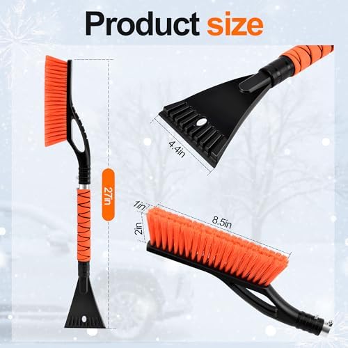 27" Heavy Duty Snow Brush and Ice Scraper | Scratch-Free Bristle Head & - Image 2