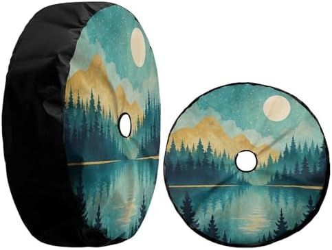 Landscape with Mountain Moon Spare Tire Cover with Backup Camera Hole Wheel - Image 3