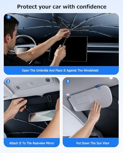 Weektic Windshield Sun Shade Umbrella, Sun & Heat Protection, Keep Vehicle Cool - Image 5
