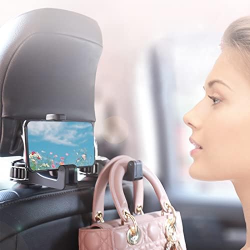 Car Headrest Hook with Phone Holder, Universal 360 Rotation Headrest Hooks - Image 3
