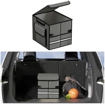 Car Trunk Organizer with Lid Collapsible Oxford Cloth Grey by KHGUZ