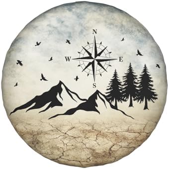 Nature Mountain Land Spare Tire Cover Compass Wheel Covers 15 Inch - Image 2
