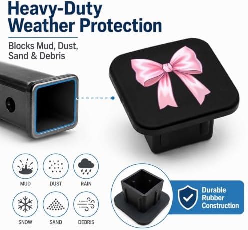 2" Hitch Cover Pink Bow Rubber Towing Hitch Covers Hitch Protector - Image 6