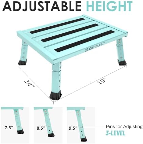 Adjustable RV Step Stool, Wide Platform, Foldable Legs - Image 2