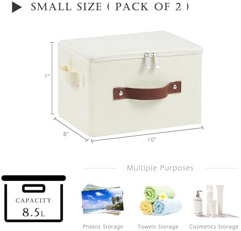 2PCS Storage Bins with Zipper Lids Decorative Lidded Basket Box - Image 3