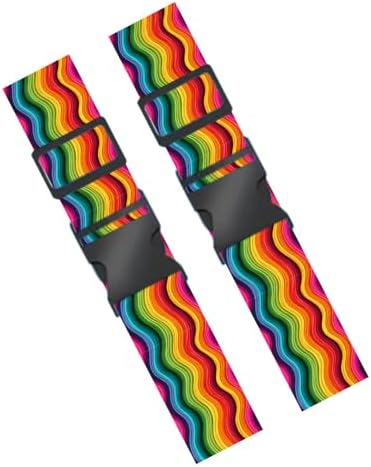 2 Pack Luggage Straps for Suitcases Rainbow Wave Design for Travel Trips by yuenengmaoyi