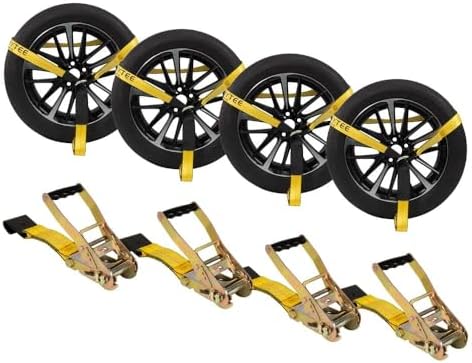 Mytee Products 4 Pack 2" x 120" Car Trailer Tie Down Straps - 3333 LB WLL Lasso by MyteeProducts