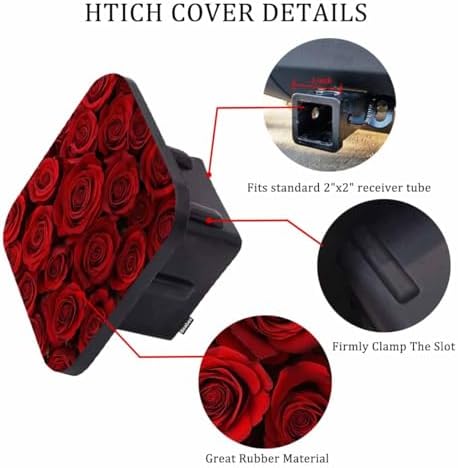 2" Receiver Hitch Cover Roses, Blossom Flowers Red Rose Sturdy Rubber Hitch - Image 3